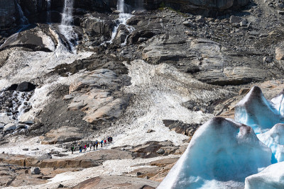 Nigardsbreen。约斯特尔斯布林冰川的冰川臂Jostedal,挪威。
