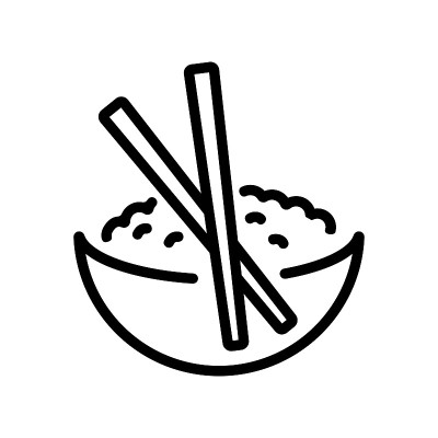 筷子和米饭在碗图标矢量大纲插图