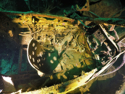 Famous wreck ship Fujikawa maru in Truk lagoon