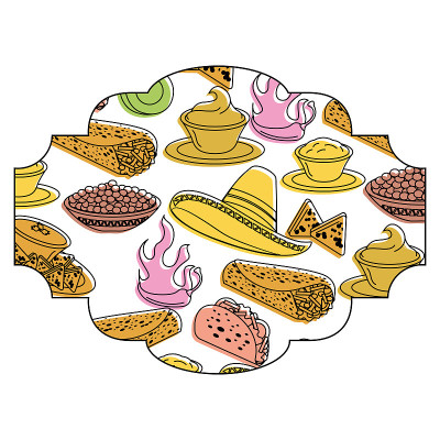 画面以墨西哥食物图案为背景