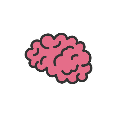 大脑或心灵的侧视图线艺术。颜色矢量图标。