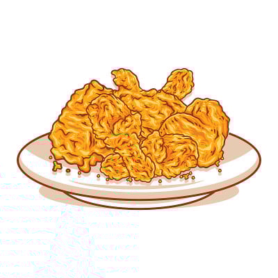 酥脆的炸鸡矢量插图