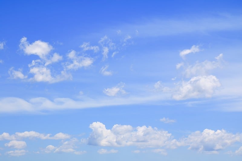 蔚蓝的天空，鲜艳的大云，美丽的五彩缤纷的自然背景