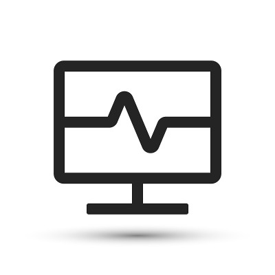 一个心电图图标矢量医疗元素的时尚设计。移动概念和网络应用的简单象形图。矢量线医学心脏跳动电脑图标孤立