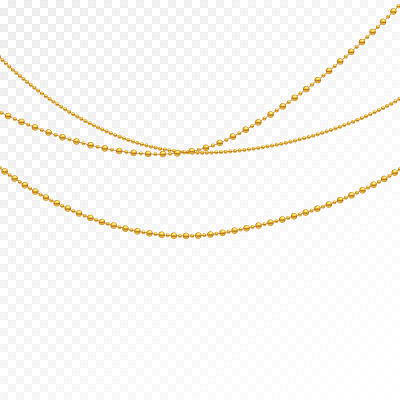 Different models and forms of gold beads. Realisti