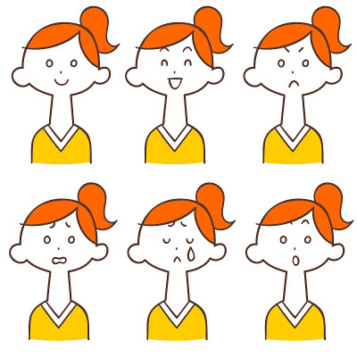 女性马尾辫面部表情有六种