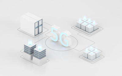 信息设备和5G通信技术，3d渲染。