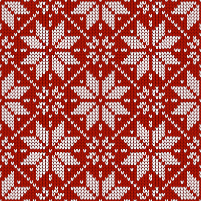 圣诞传统无缝编织雪花图案。矢量插图。