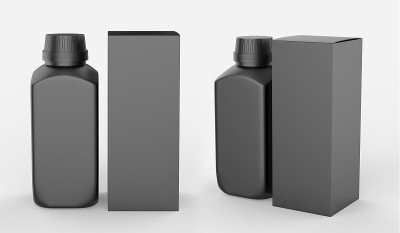 真实的塑料瓶与盒模型