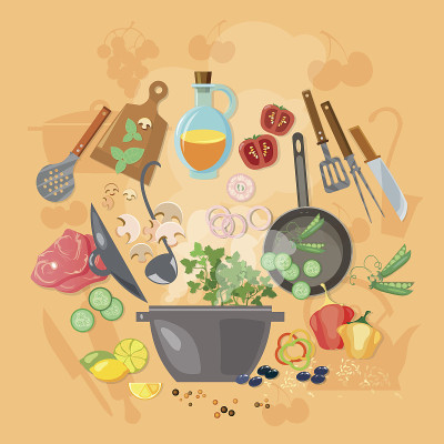 创意烹饪矢量插图