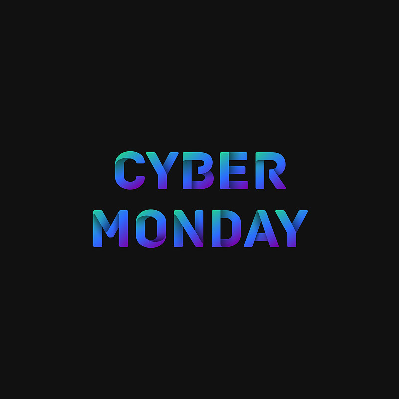 折叠纸字“CYBER MONDAY”与黑暗的背景，矢量插图