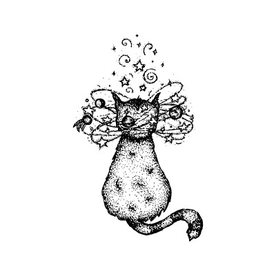 Dotwork头晕的猫