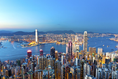 夜晚的香港天际线