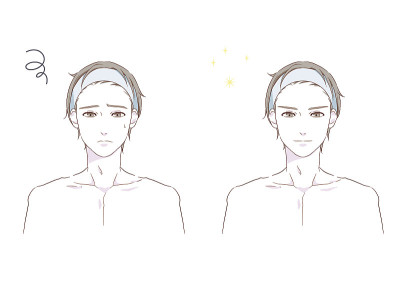 Male beauty image illustration with eyes closed. V