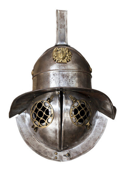 Murmillo helmet. Ancient roman gladiator reconstru