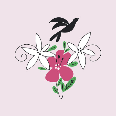 妇女子宫健康概念。美丽的女性生殖系统子宫和卵巢有花。女性主义和女性本性。盛开的子宫。手绘矢量插图孤立