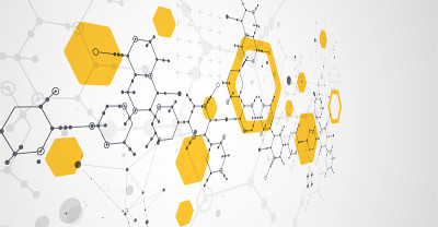 现代科学或技术使用六角形抽象背景。向量。