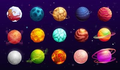 卡通外星星系的幻想太空行星