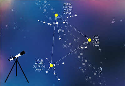 银河系和夏季星座。天文观测。