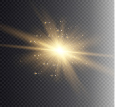 发出光的效果。星星闪耀着光芒。矢量图