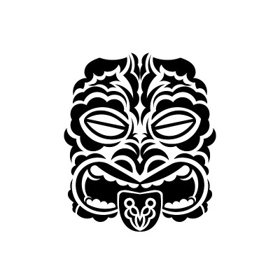 毛利人模式的脸。萨摩亚风格的面具。波利尼西亚风格的纹身或打印。矢量插图。