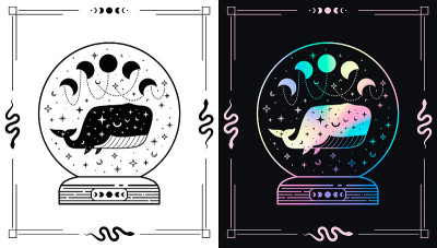 天体鲸鱼在恒星魔法球。