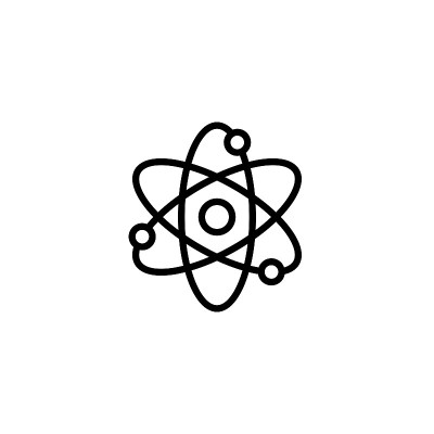 原子科学图标，轮廓黑色风格