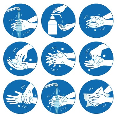 COVID-19冠状病毒传染病预防图标插图