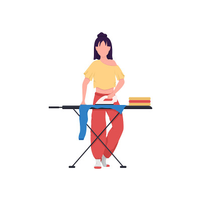 熨烫衣服的女人平色向量无脸的性格