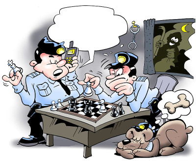 警察下棋-小偷处于危险之中