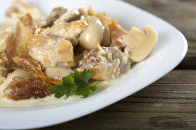 Stew chicken in a creamy sauce