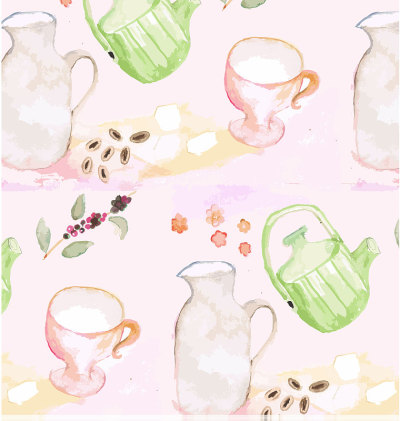 图案背景水彩画