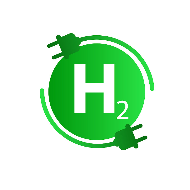H2氢燃料电池图标。氢能源生产。向量