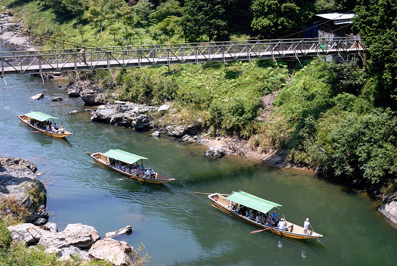 Hozu河和悬索桥