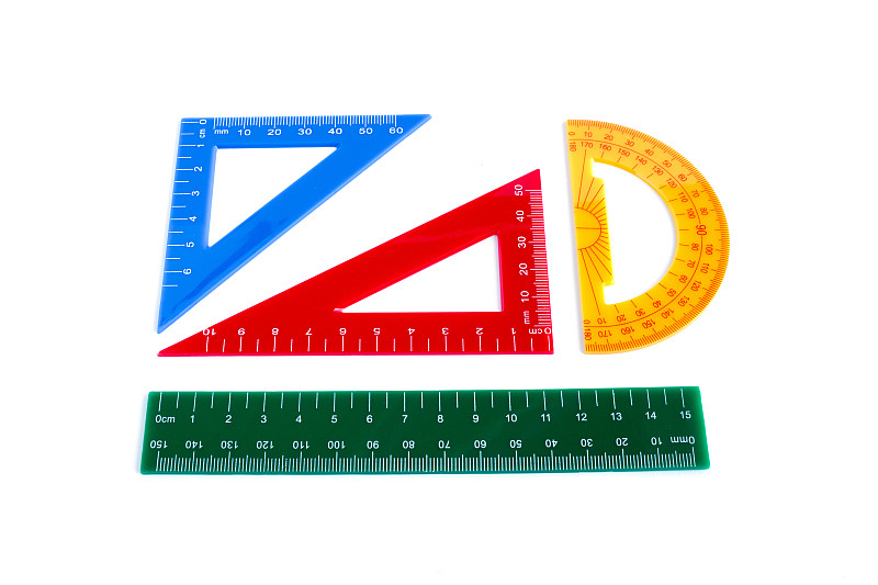 尺子，三角形和量角器