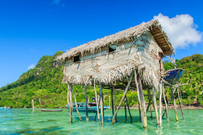 婆罗洲海吉普赛水村风景秀丽