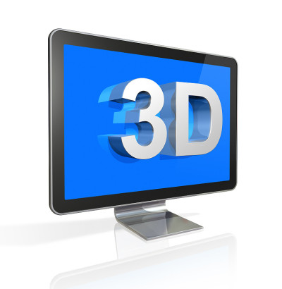 带有3D文字的三维电视屏幕