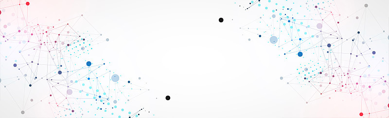 科学技术演示模板。圆由线连接。丛风格背景。