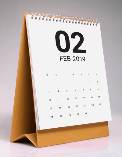 简单的办公桌日历2019年2月