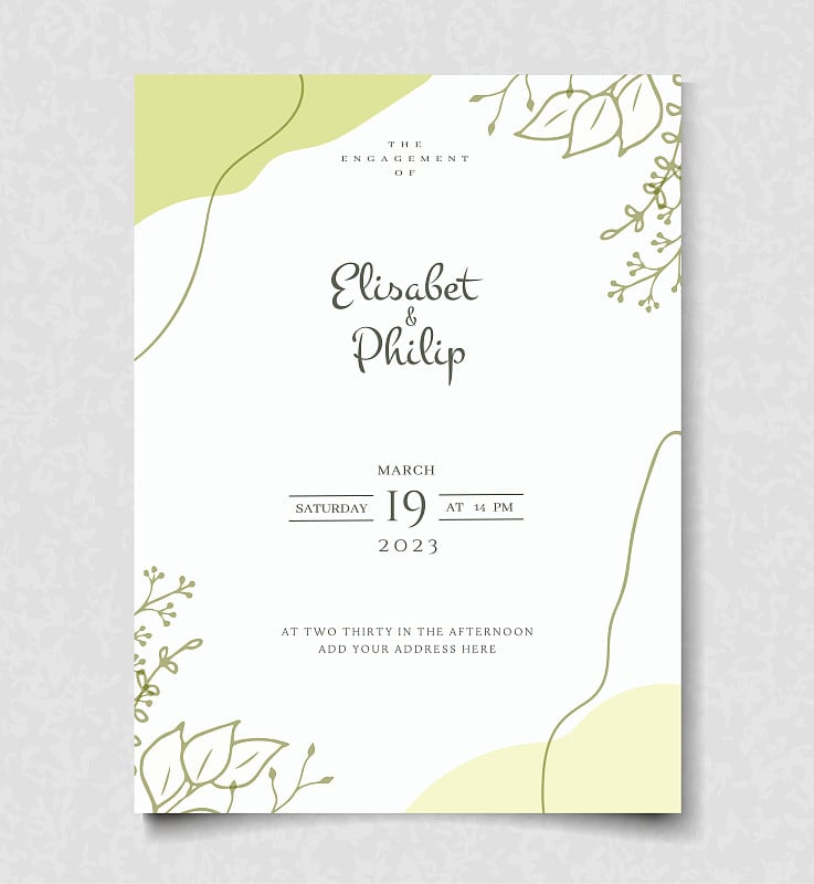 Elegant hand drawing wedding invitation card