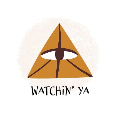 全视之眼，上帝之眼，看着你发短信。魔术师，幸运符号，深奥的，神秘的卡片设计。手绘矢量孤立插图。
