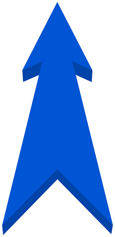 蓝色箭头指向- 3D插图_模板素材-稿定设计