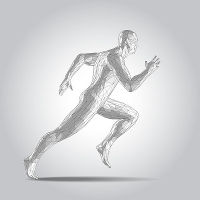 Running 3D wire frame human body polygonal
