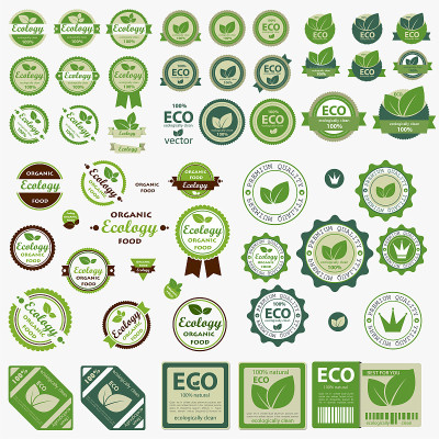 大的Eco标签与复古设计。向量