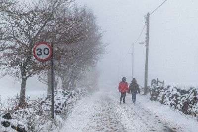 雪覆盖了道路