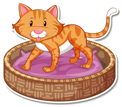 猫卡通人物贴纸模板