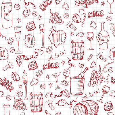 葡萄酒素描复古缝线
