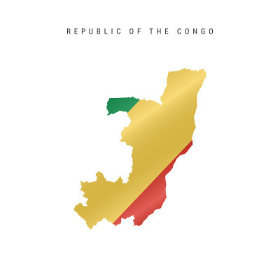 Waving flag map of Republic of the Congo. Vector i