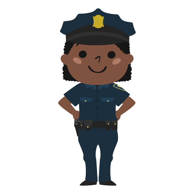 一个微笑的女警官的插图。