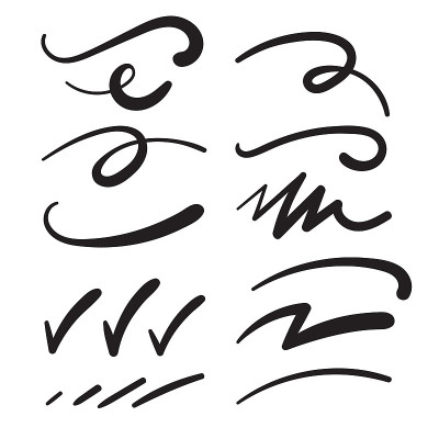 swish, swash，俯冲，Swooshes，涂鸦，和潦草-排版强调